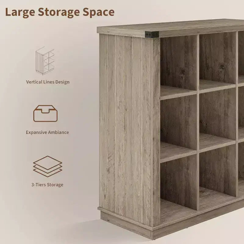 Étagère Acekool 9 cubes, basse, 95 cm (l) x 35 cm (p) x 95 cm (h), dos fermé, facile à nettoyer, pour entrée et salon