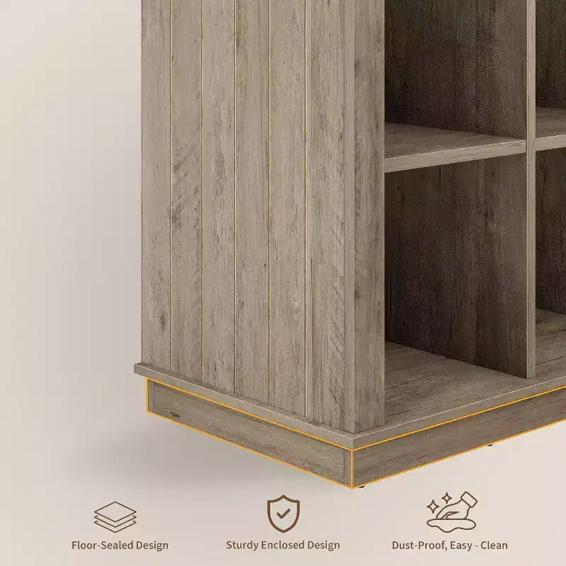 Étagère Acekool 9 cubes, basse, 95 cm (l) x 35 cm (p) x 95 cm (h), dos fermé, facile à nettoyer, pour entrée et salon