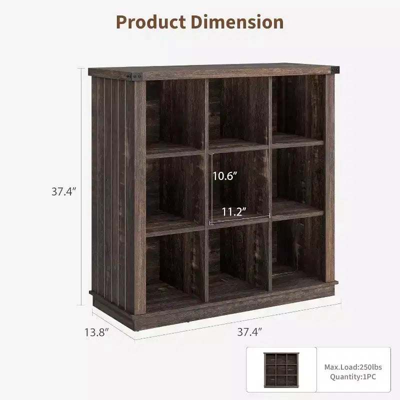 Étagère Acekool 9 cubes, basse, 95 cm (l) x 35 cm (p) x 95 cm (h), dos fermé, facile à nettoyer, pour entrée et salon