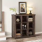 Étagère Acekool 9 cubes, basse, 95 cm (l) x 35 cm (p) x 95 cm (h), dos fermé, facile à nettoyer, pour entrée et salon