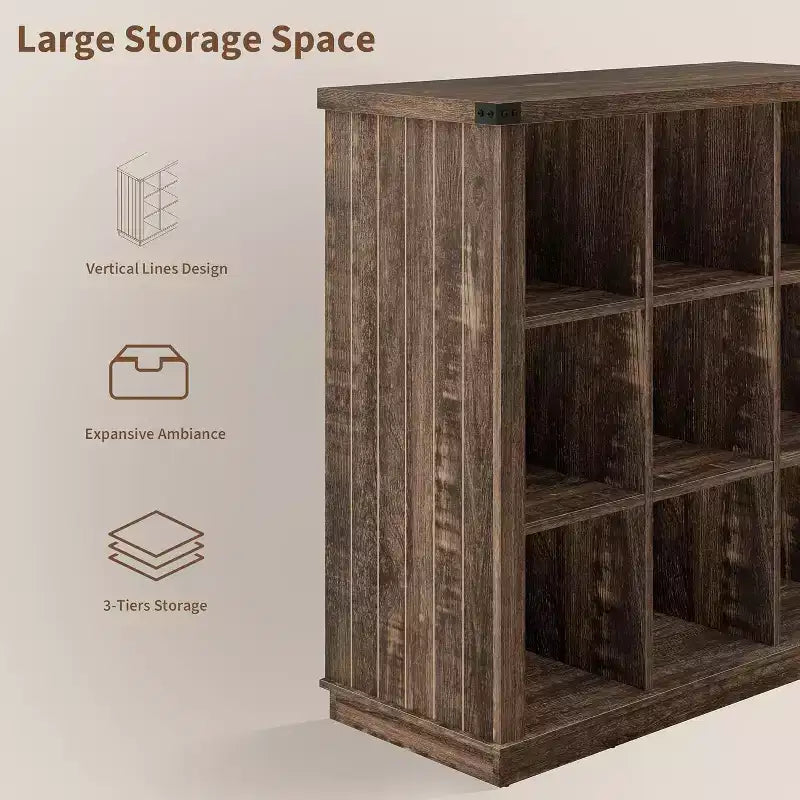 Étagère Acekool 9 cubes, basse, 95 cm (l) x 35 cm (p) x 95 cm (h), dos fermé, facile à nettoyer, pour entrée et salon