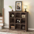 Acekool Bookcase 9-Cube Low Storage Bookcase, 37.4 W x 13.8 D x 37.4 H, Enclosed Back, Easy-Clean, Entryway & Living Room