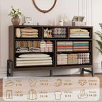 7 commodes pour chambre à coucher, coiffeuse à tiroirs autonome de 52 pouces de large avec espace de rangement, armoire de rangement en bois pour salon, entrée