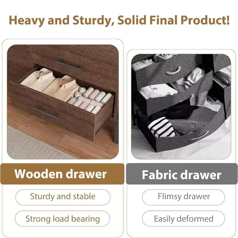 7 commodes pour chambre à coucher, coiffeuse à tiroirs autonome de 52 pouces de large avec espace de rangement, armoire de rangement en bois pour salon, entrée