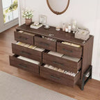 7 commodes pour chambre à coucher, coiffeuse à tiroirs autonome de 52 pouces de large avec espace de rangement, armoire de rangement en bois pour salon, entrée