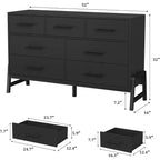 7 commodes pour chambre à coucher, coiffeuse à tiroirs autonome de 52 pouces de large avec espace de rangement, armoire de rangement en bois pour salon, entrée