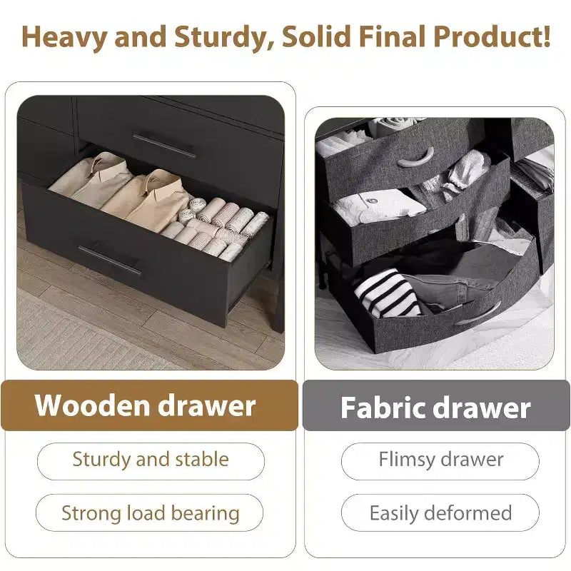 7 commodes pour chambre à coucher, coiffeuse à tiroirs autonome de 52 pouces de large avec espace de rangement, armoire de rangement en bois pour salon, entrée