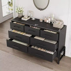 7 commodes pour chambre à coucher, coiffeuse à tiroirs autonome de 52 pouces de large avec espace de rangement, armoire de rangement en bois pour salon, entrée