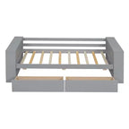Cadre de lit de repos double en bois avec tiroirs de rangement, Cadre de lit double avec étagères de rangement pour enfants garçons filles