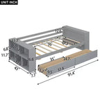 Cadre de lit de repos double en bois avec tiroirs de rangement, Cadre de lit double avec étagères de rangement pour enfants garçons filles