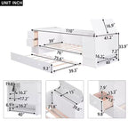 Lit de jour double avec lit gigogne et tiroirs, cadre de canapé-lit double avec accoudoirs de rangement et station de charge pour chambre à coucher et salon
