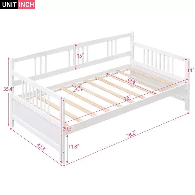 Lit de repos en bois massif, Cadre de lit de repos en bois pour chambre à coucher et salon