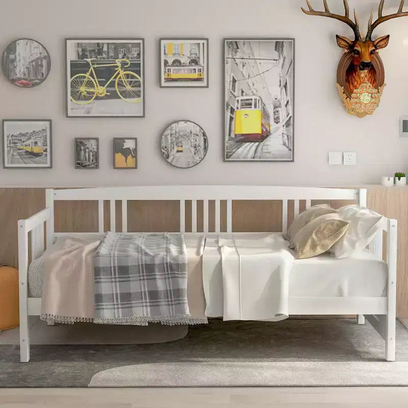 Lit de repos en bois massif, Cadre de lit de repos en bois pour chambre à coucher et salon