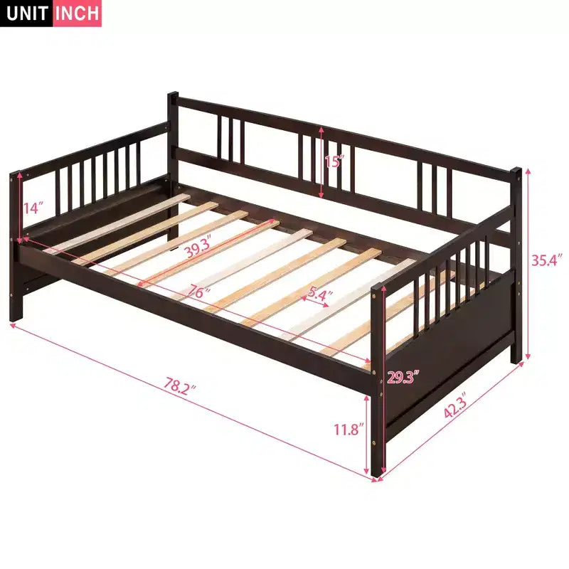 Lit de repos en bois massif, Cadre de lit de repos en bois pour chambre à coucher et salon