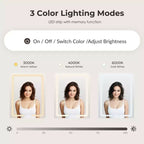 Coiffeuse avec miroir LED éclairé, bureau de vanité avec 3 lumières réglables, coiffeuse blanche avec tabouret de rangement pour chambre à coucher