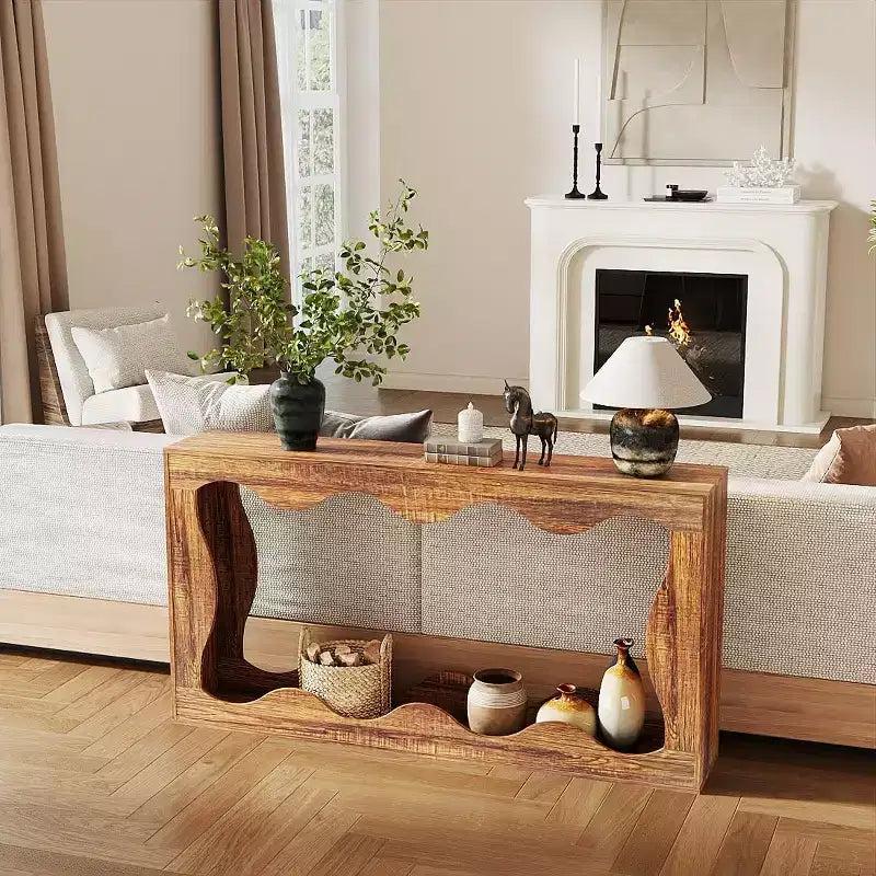 Table Console Fermière de 63 Pouces, Table d'Appoint Étroite pour Canapé, Table d'Appoint Industrielle, Meuble d'Entrée, pour Couloir, Hall, Salon