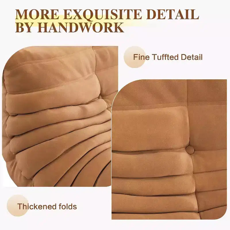 Pouf Canapé, Grand Pouf Fauteuil de Cheminée avec Pouf Ottomane pour Adultes, Canapé Causeuse avec Mousse Confortable Haute Densité pour la Maison