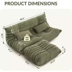 Pouf Canapé, Grand Pouf Fauteuil de Cheminée avec Pouf Ottomane pour Adultes, Canapé Causeuse avec Mousse Confortable Haute Densité pour la Maison