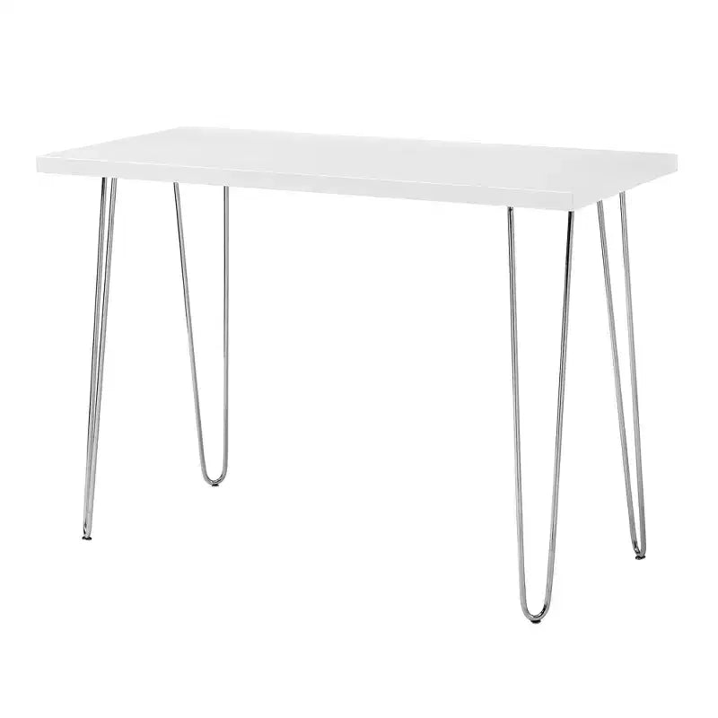 GDFStudio Ralph Bureau d'écriture moderne en bois avec pieds en épingle à cheveux chromés