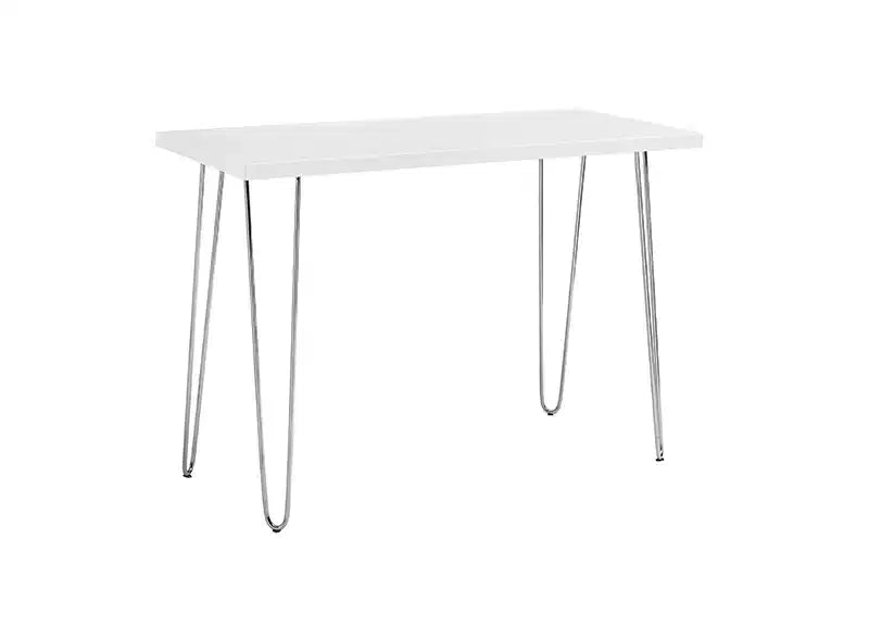 GDFStudio Ralph Bureau d'écriture moderne en bois avec pieds en épingle à cheveux chromés