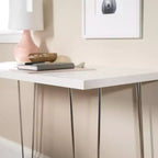 GDFStudio Ralph Bureau d'écriture moderne en bois avec pieds en épingle à cheveux chromés