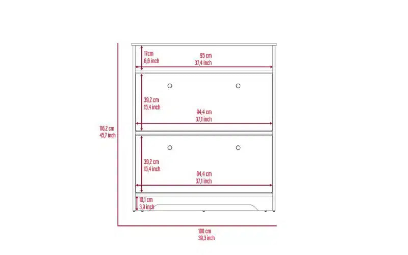 Étagère à chaussures de 46 H, une étagère de rangement ouverte, deux tiroirs de rangement internes, deux portes, chêne clair/blanc
