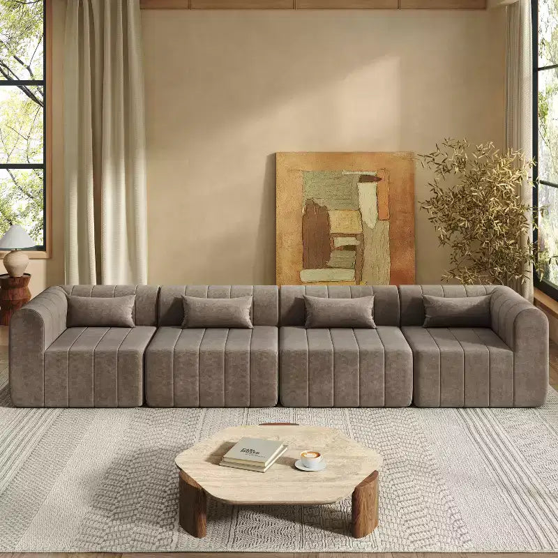 Christopher Knight Home Ahearn Canapé sectionnel modulable 4 pièces 145,5 po à compression complète