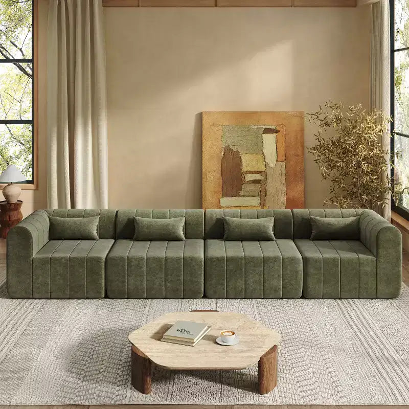 Christopher Knight Home Ahearn Canapé sectionnel modulable 4 pièces 145,5 po à compression complète