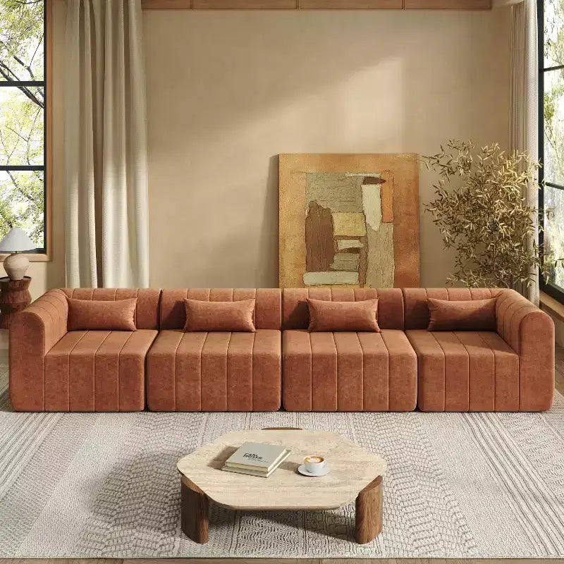 Christopher Knight Home Ahearn Canapé sectionnel modulable 4 pièces 145,5 po à compression complète