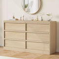 6 Drawer Dresser for Bedroom, 46 in Wide Natural Oak 6 Chest of Drawers with Large Storage