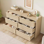 Commode à 6 tiroirs pour chambre à coucher, 117 cm de large, chêne naturel, 6 tiroirs avec grand espace de rangement