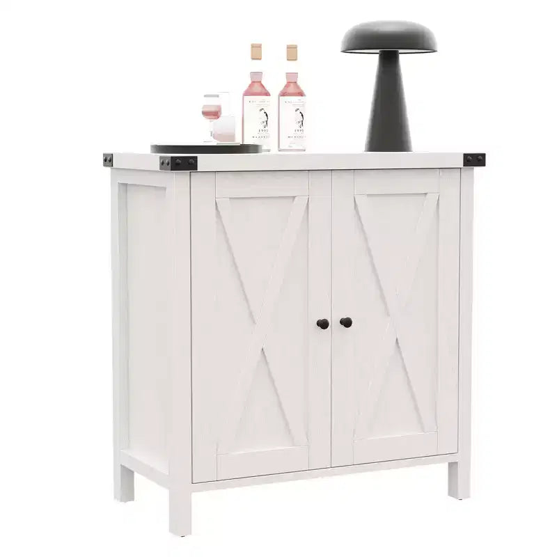 Étagère réglable et 2 portes coulissantes, buffet de style fermier, pour salon, salle à manger