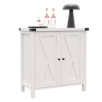 Étagère réglable et 2 portes coulissantes, buffet de style fermier, pour salon, salle à manger