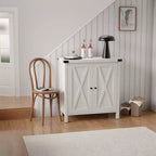 Étagère réglable et 2 portes coulissantes, buffet de style fermier, pour salon, salle à manger