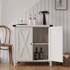 Étagère réglable et 2 portes coulissantes, buffet de style fermier, pour salon, salle à manger