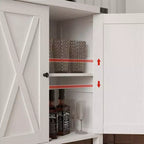 Étagère réglable et 2 portes coulissantes, buffet de style fermier, pour salon, salle à manger