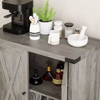 Étagère réglable et 2 portes coulissantes, buffet de style fermier, pour salon, salle à manger