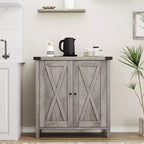 Étagère réglable et 2 portes coulissantes, buffet de style fermier, pour salon, salle à manger