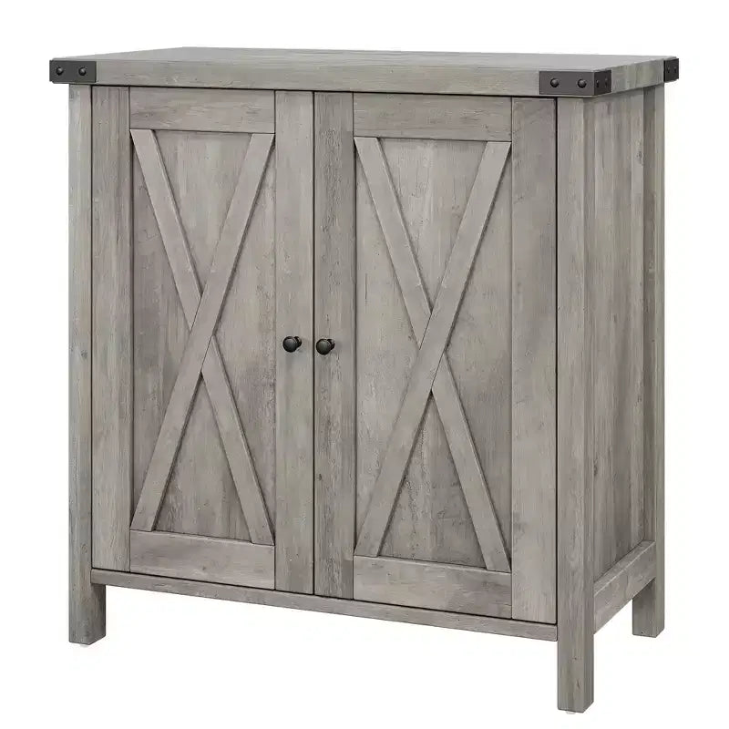 Étagère réglable et 2 portes coulissantes, buffet de style fermier, pour salon, salle à manger