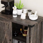 Étagère réglable et 2 portes coulissantes, buffet de style fermier, pour salon, salle à manger