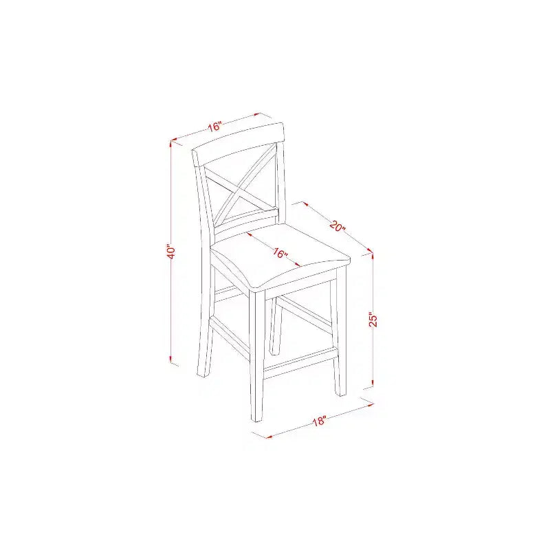 HomeStock Tabouret de bar de comptoir haut en bois finition marron de 41,5 po de hauteur de forme rectangulaire non rembourré en polyester
