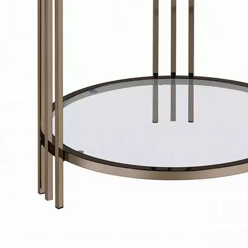 Table d'appoint Royal Hampton, 23 pouces, plateau rond en pierre frittée, noir et or