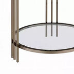 Table d'appoint Royal Hampton, 23 pouces, plateau rond en pierre frittée, noir et or