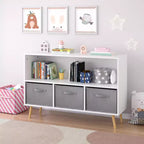 JVNOXK-35.4 - Bibliothèque pour enfants avec tiroirs pliables en tissu, présentoir à livres pour enfants, meuble de rangement pour jouets, blanc/gris