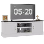 Meuble TV rustique de style ferme pour téléviseurs de 65 pouces, meuble de divertissement avec armoires de rangement, table de console média moderne pour salon ou bureau