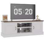 Meuble TV rustique de style ferme pour téléviseurs de 65 pouces, meuble de divertissement avec armoires de rangement, table de console média moderne pour salon ou bureau