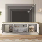 Meuble TV rustique de style ferme pour téléviseurs de 65 pouces, meuble de divertissement avec armoires de rangement, table de console média moderne pour salon ou bureau