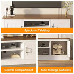 Meuble TV rustique de style ferme pour téléviseurs de 65 pouces, meuble de divertissement avec armoires de rangement, table de console média moderne pour salon ou bureau