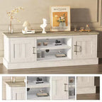 Meuble TV rustique de style ferme pour téléviseurs de 65 pouces, meuble de divertissement avec armoires de rangement, table de console média moderne pour salon ou bureau