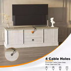Meuble TV rustique de style ferme pour téléviseurs de 65 pouces, meuble de divertissement avec armoires de rangement, table de console média moderne pour salon ou bureau